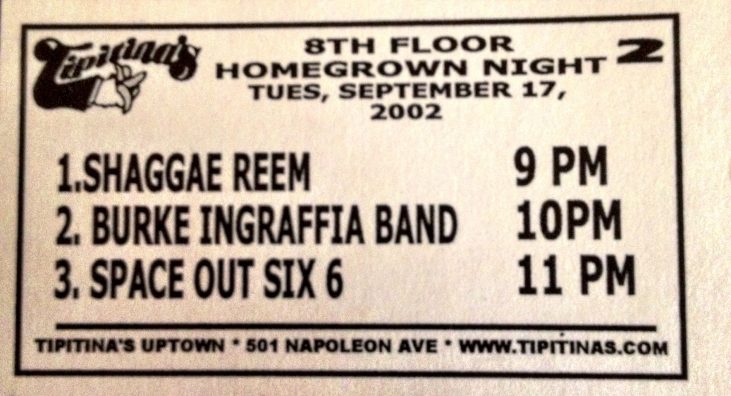 2002 Tipitinas homegrown night ticket