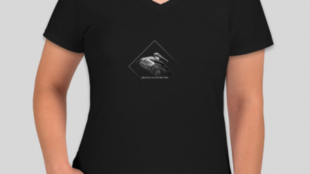 Burke Ingraffia pelican logo t-shirt, ladies cut, v-neck
